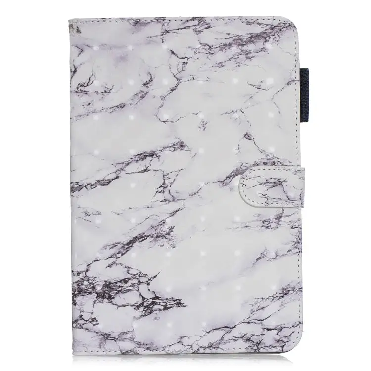 3D Horizontal Flip Leather Case with Holder & Card Slots - For Galaxy Tab A 8 (2019) / White Marble