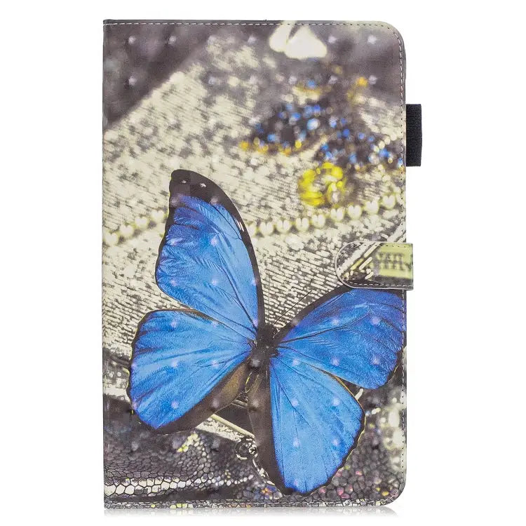 3D Horizontal Flip Leather Case with Holder & Card Slots - For Galaxy Tab A 10.1 (2019) / Blue Butterfly