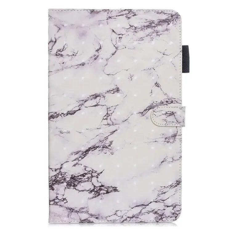3D Horizontal Flip Leather Case with Holder & Card Slots - For Galaxy Tab A 10.1 (2019) / White Marble