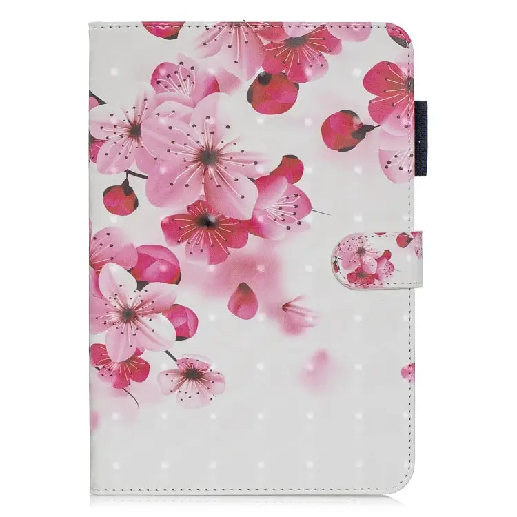 3D Horizontal Flip Leather Case with Holder & Card Slots - For iPad mini 5 / Red Flower
