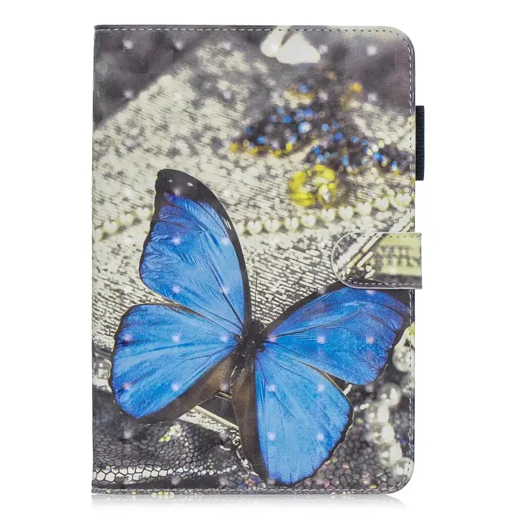 3D Horizontal Flip Leather Case with Holder & Card Slots - For iPad mini 5 / Blue Butterfly