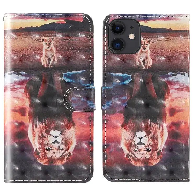 3D Painting Colored Drawing Pattern Horizontal Flip TPU + PU Leather Case with Holder & Card Slots & Wallet & Lanyard