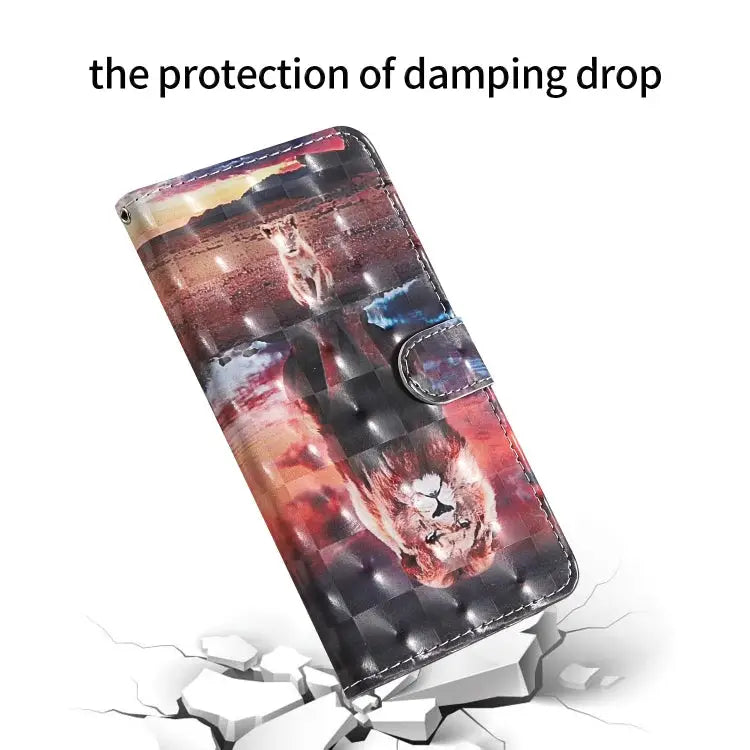 3D Painting Colored Drawing Pattern Horizontal Flip TPU + PU Leather Case with Holder & Card Slots & Wallet & Lanyard