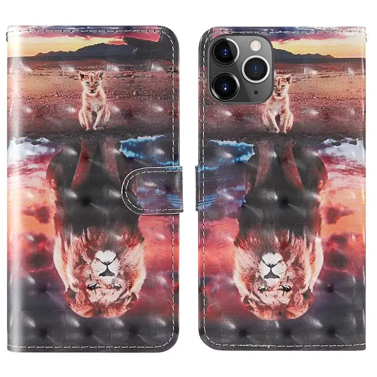 3D Painting Colored Drawing Pattern Horizontal Flip TPU + PU Leather Case with Holder & Card Slots & Wallet & Lanyard