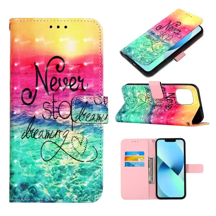 3D Painting Horizontal Flip Leather Phone Case For iPhone 14 For iPhone 14 Plus For iPhone 14 Pro - For iPhone 14