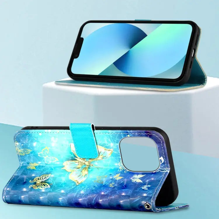 3D Painting Horizontal Flip Leather Phone Case For iPhone 14 Pro Max - Apple Accessories