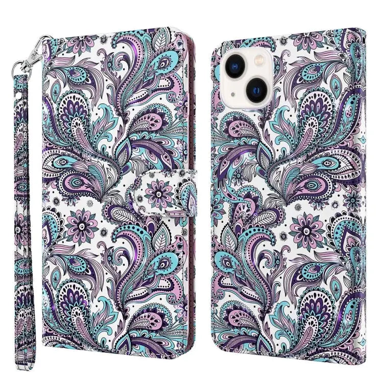 3D Painting Pattern Flip Leather Phone Case For iPhone 14 For iPhone 14 Plus - For iPhone 14 Plus / Swirl Pattern