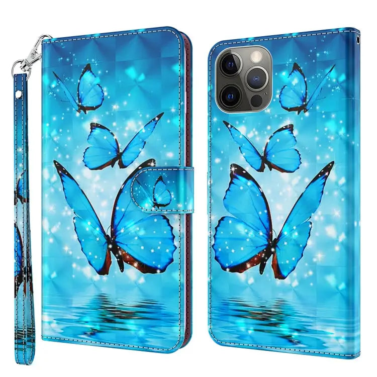3D Painting Pattern Flip Leather Phone Case For iPhone 14 Pro For iPhone 14 Pro Max - For iPhone 14 Pro Max / Three