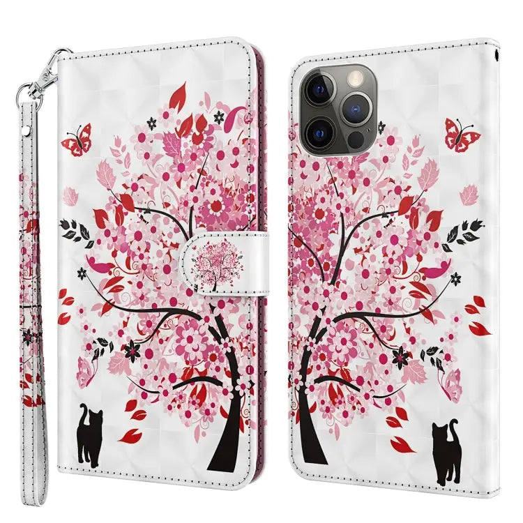 3D Painting Pattern Flip Leather Phone Case For iPhone 14 Pro For iPhone 14 Pro Max - For iPhone 14 Pro / Cat Under