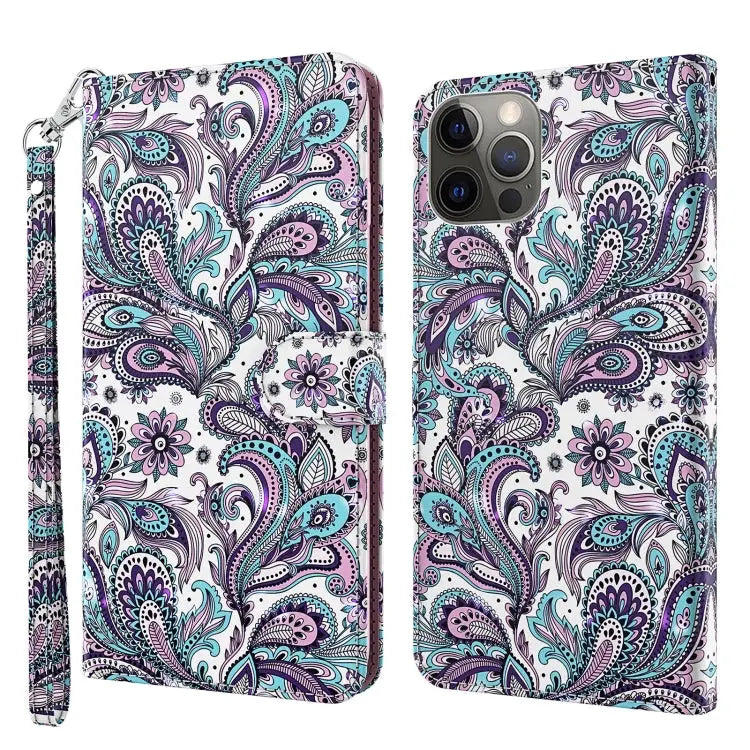 3D Painting Pattern Flip Leather Phone Case For iPhone 14 Pro For iPhone 14 Pro Max - For iPhone 14 Pro Max / Swirl