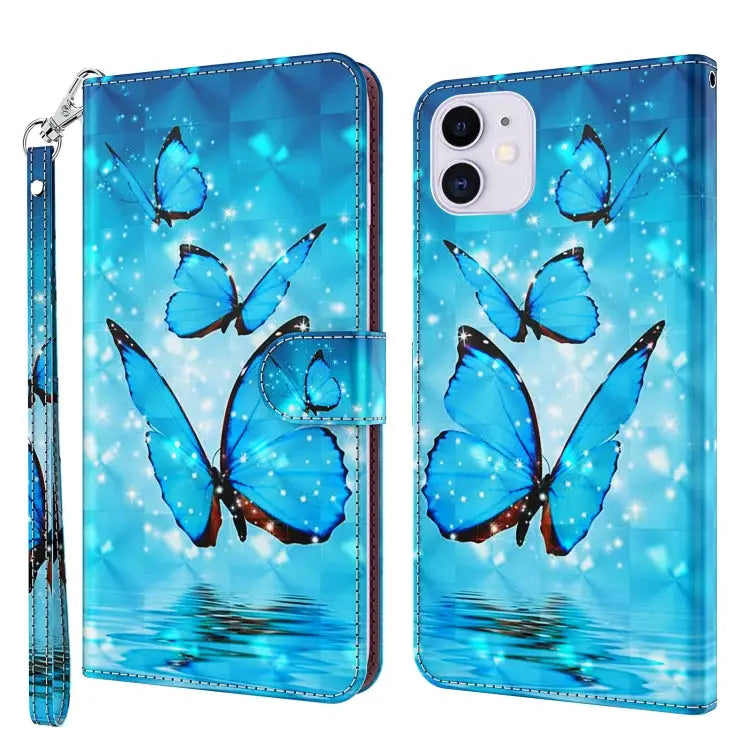3D Painting Pattern Horizontal Flip TPU + PU Leather Case with Holder & Card Slots & Wallet For iPhone 13 mini