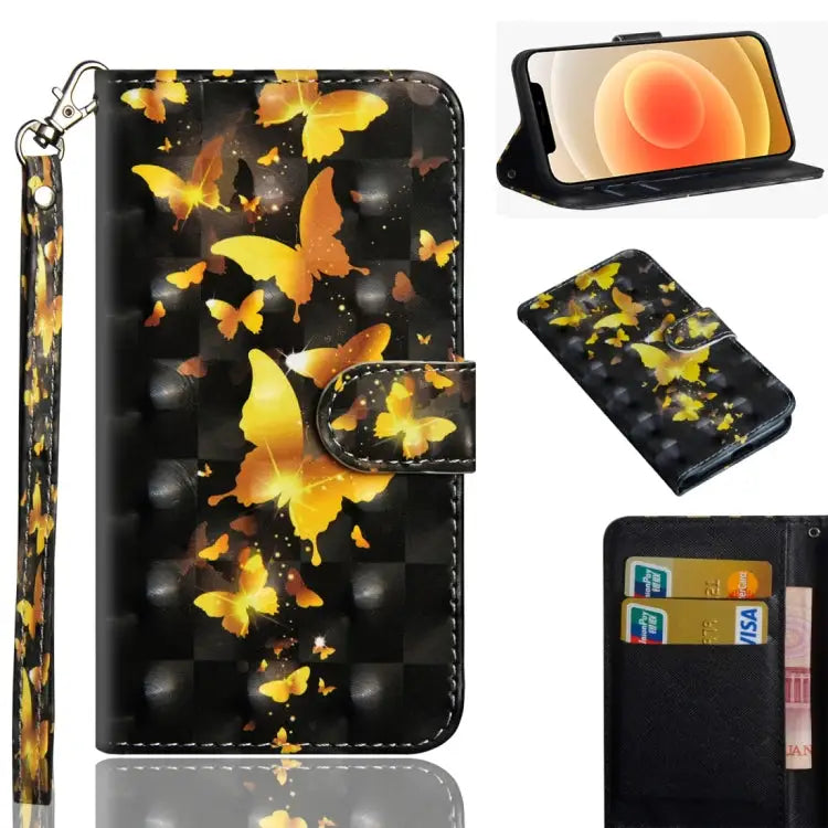 3D Painting Pattern Horizontal Flip TPU + PU Leather Case with Holder & Card Slots & Wallet For iPhone 12 mini