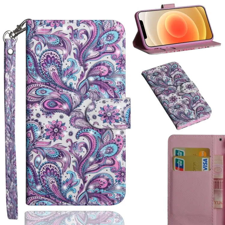 3D Painting Pattern Horizontal Flip TPU + PU Leather Case with Holder & Card Slots & Wallet For iPhone 12 mini