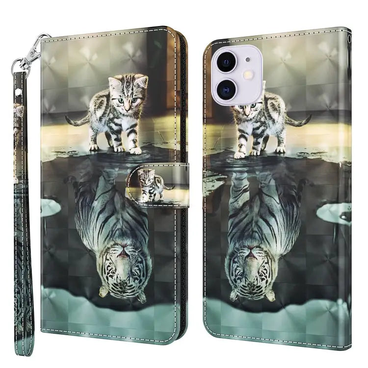 3D Painting Pattern Horizontal Flip TPU + PU Leather Case with Holder & Card Slots & Wallet For iPhone 13 mini