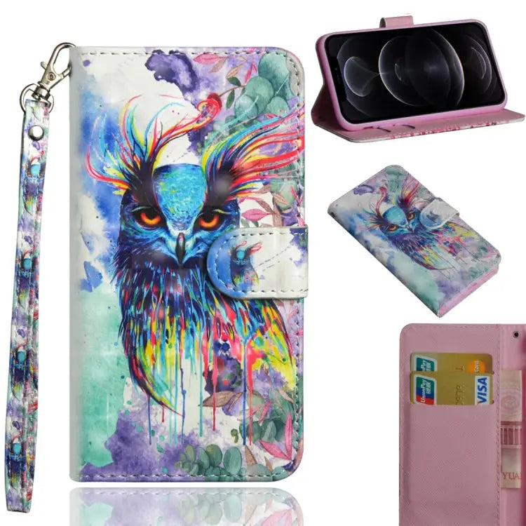 3D Painting Pattern Horizontal Flip TPU + PU Leather Case with Holder & Card Slots & Wallet For iPhone 12 mini