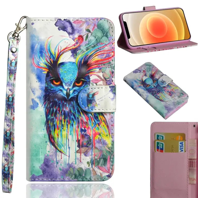 3D Painting Pattern Horizontal Flip TPU + PU Leather Case with Holder & Card Slots & Wallet For iPhone 12 mini