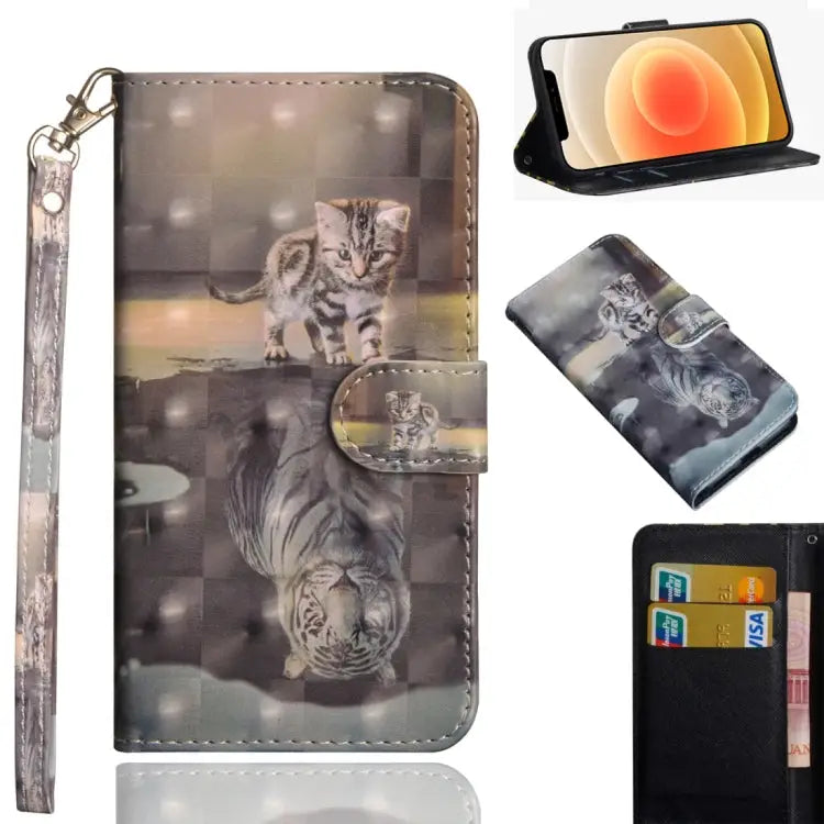3D Painting Pattern Horizontal Flip TPU + PU Leather Case with Holder & Card Slots & Wallet For iPhone 12 mini