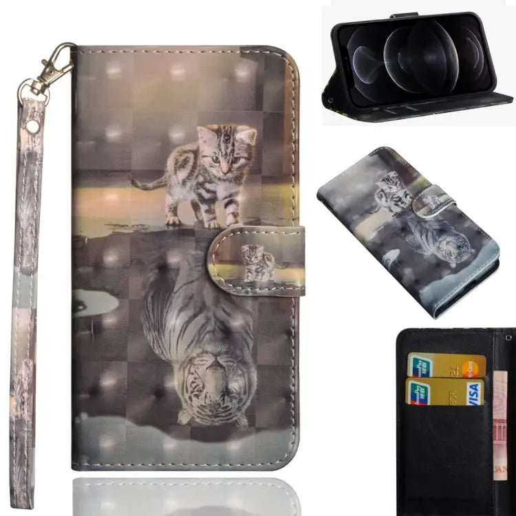 3D Painting Pattern Horizontal Flip TPU + PU Leather Case with Holder & Card Slots & Wallet For iPhone 12 mini