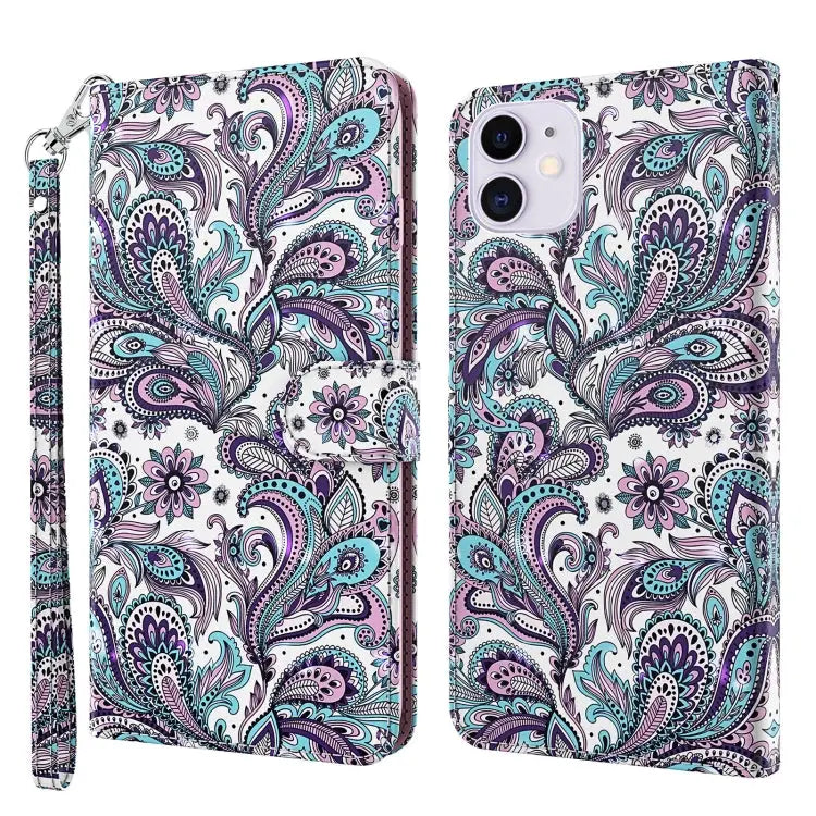 3D Painting Pattern Horizontal Flip TPU + PU Leather Case with Holder & Card Slots & Wallet For iPhone 13 Pro