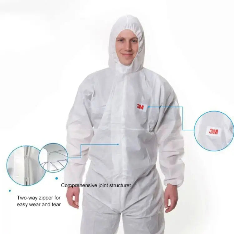 3M 4515 One-piece White Anti-static Anti-chemical Dustproof Sandblasting Suit with Cap Size: M 3M M - 3M M