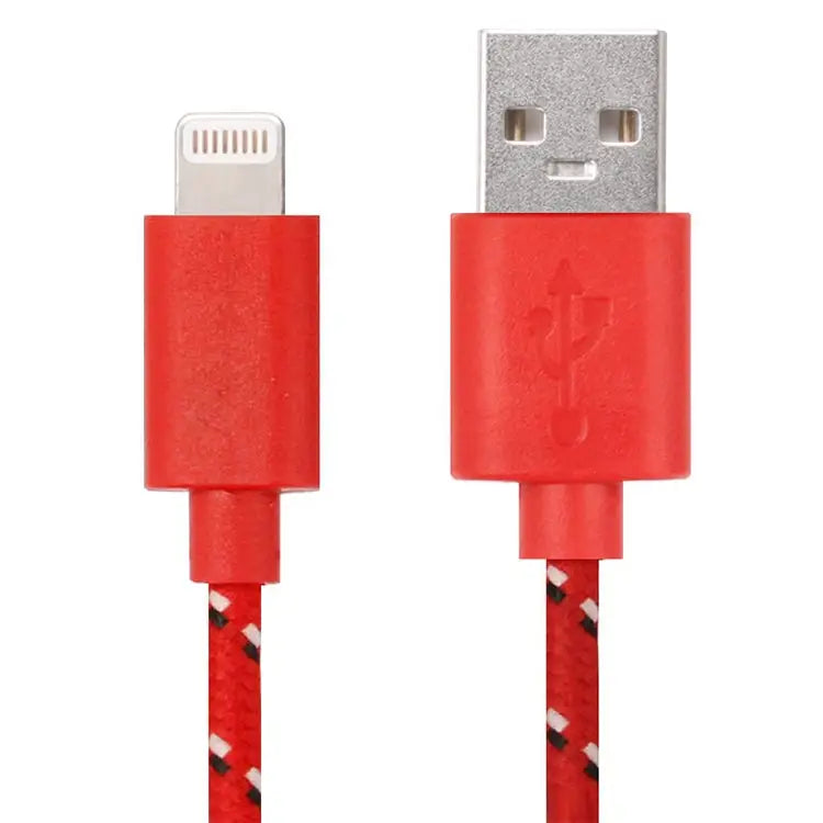 3m Nylon Netting Style USB Data Transfer Charging Cable for iPhone iPad - Red