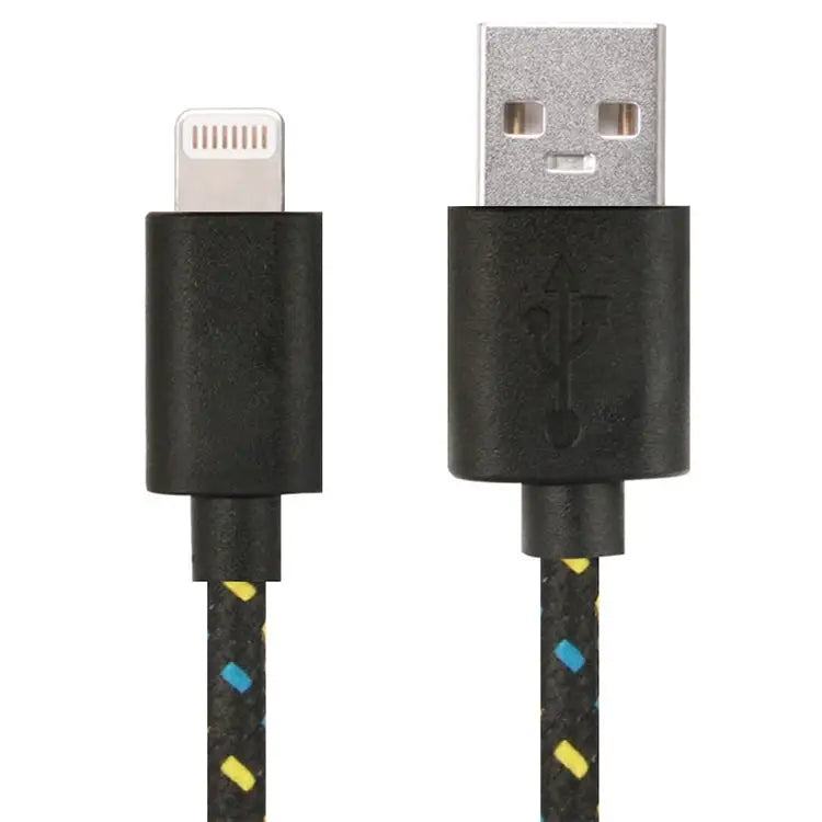 3m Nylon Netting Style USB Data Transfer Charging Cable for iPhone iPad - Black