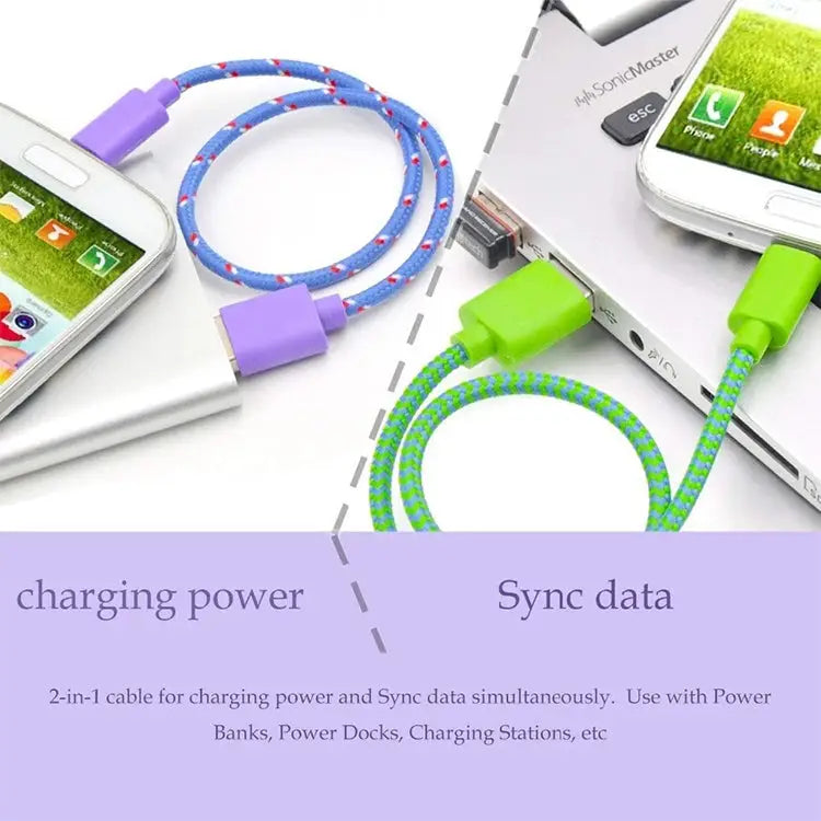 3m Nylon Netting Style USB Data Transfer Charging Cable for iPhone iPad