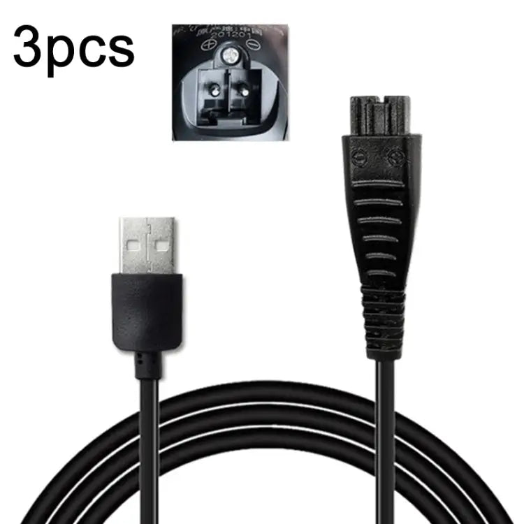 3pcs 4.8V 1.25A USB Charging Cable for Panasonic Electric Shaver ES-LM31 ES-PLM3B 4.8V 1.25A USB Plug - 4.8V 1.25A USB