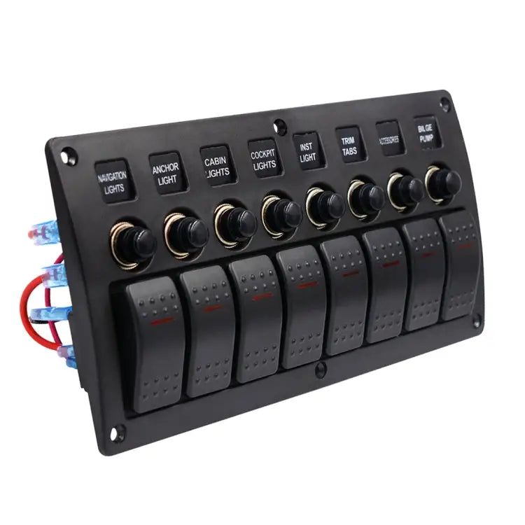 3Pin 8 Way Switches Combination Switch Panel with Light and Projector Lens for Car RV Marine Boat 3Pin 8 Way - 3Pin 8