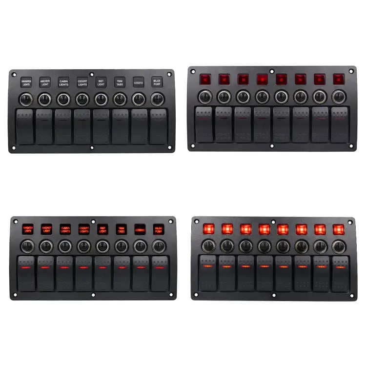 3Pin 8 Way Switches Combination Switch Panel with Light and Projector Lens for Car RV Marine Boat 3Pin 8 Way - 3Pin 8