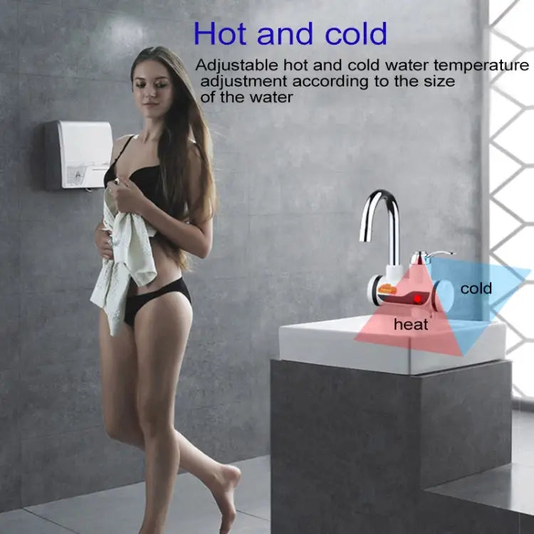 3s Fast Heat Electrothermal Rotatable Faucet Water Tap with Indicator Light 220V Size: L - Indicator Light / Size: L