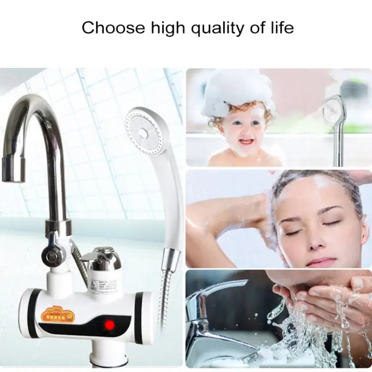 3s Fast Heat Electrothermal Rotatable Faucet Water Tap with Indicator Light 220V Size: L - Indicator Light / Size: L