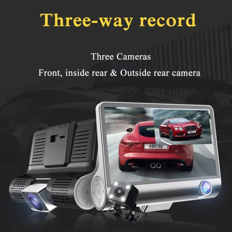 4.0 inch IPS Screen 5.0 Mega Pixels 170 Degrees Wide Angle Full HD 1080P 3 Channels Video Car DVR Support Night Vision
