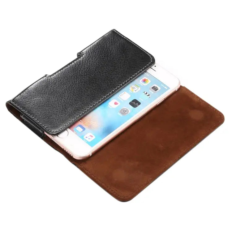 4.8 inch Litchi Texture Vertical Flip Thwartwise Genuine Leather Case / Waist Bag with Rotatable Back Splint for iPhone