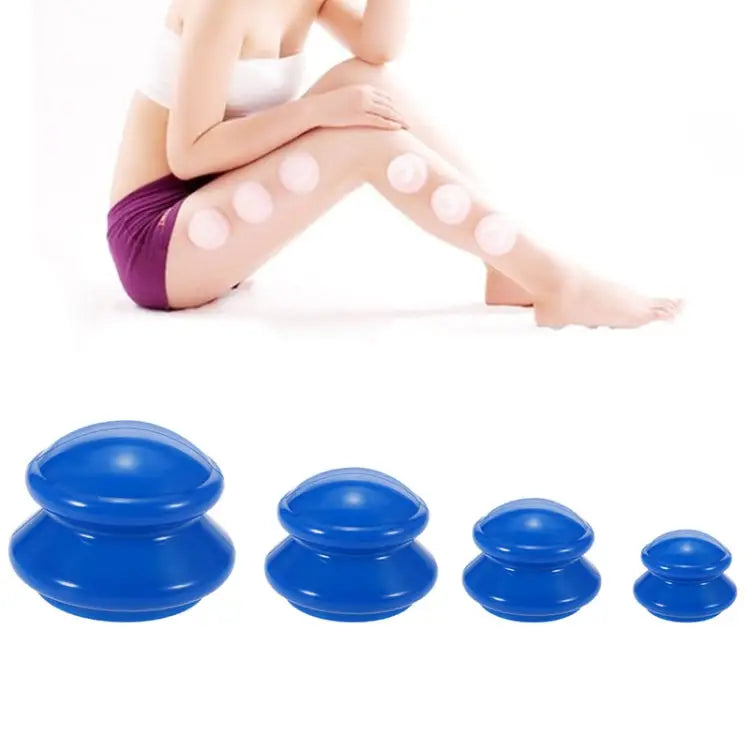 4 Cups / Set Health Care Body Massage Cupping Therapy Anti Cellulite Silicone Vacuum Cups - Blue