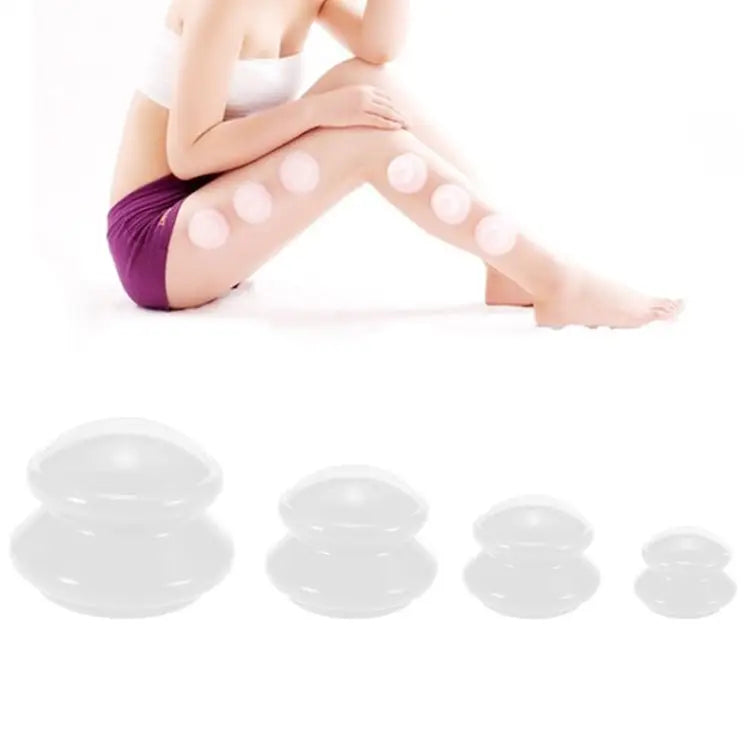 4 Cups / Set Health Care Body Massage Cupping Therapy Anti Cellulite Silicone Vacuum Cups - White