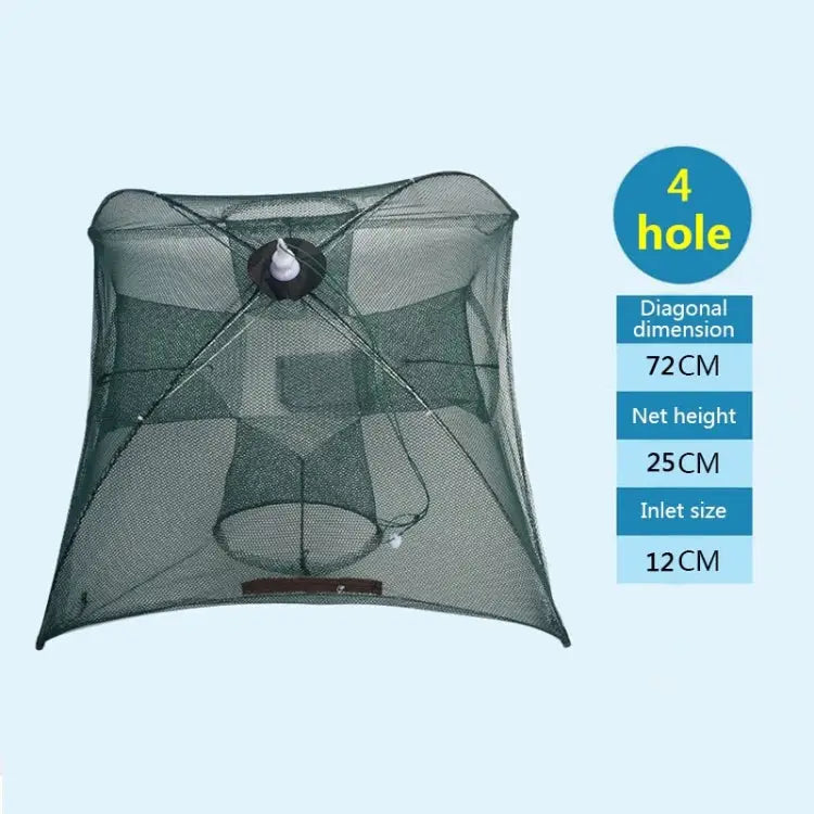 4 Holes Automatic Foldable Fishing Net Nylon Shrimp Crab Minnow Trap Fish Cast Net Fishing Tackle 4 Holes - 4 Holes