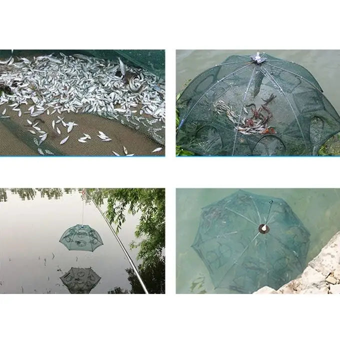 4 Holes Automatic Foldable Fishing Net Nylon Shrimp Crab Minnow Trap Fish Cast Net Fishing Tackle 4 Holes - 4 Holes