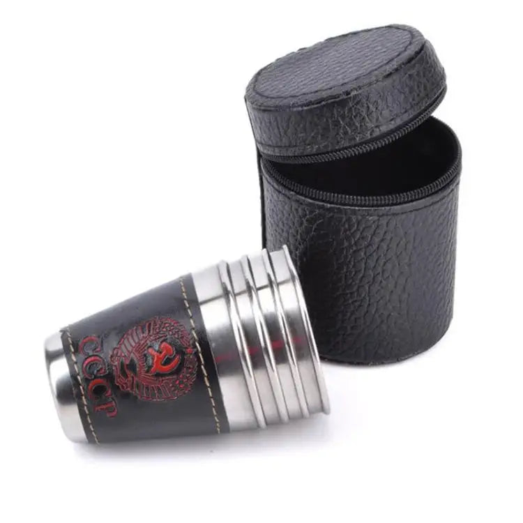 4 in 1 70ml Outdoor Camping Tableware Travel Cups Set Picnic Supplies Stainless Steel Wine Beer Cup Whiskey Mugs PU