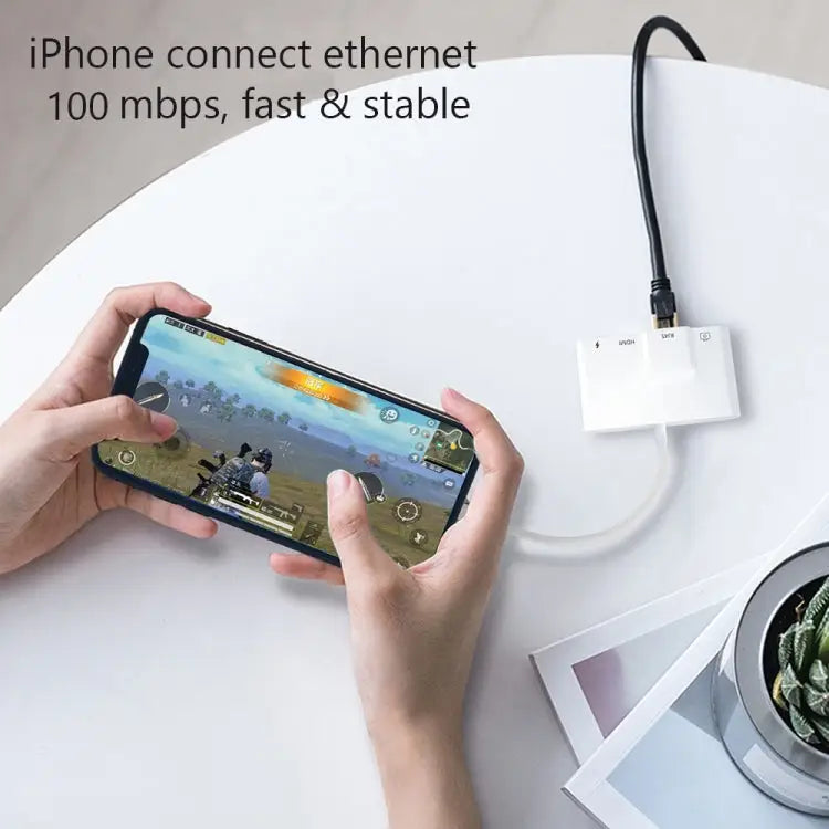 4 in 1 8 Pin Male to 8 Pin Power + RJ45 Ethernet + HDMI + USB Camera Female OTG Digital AV Adapter RJ45 Ethernet - RJ45