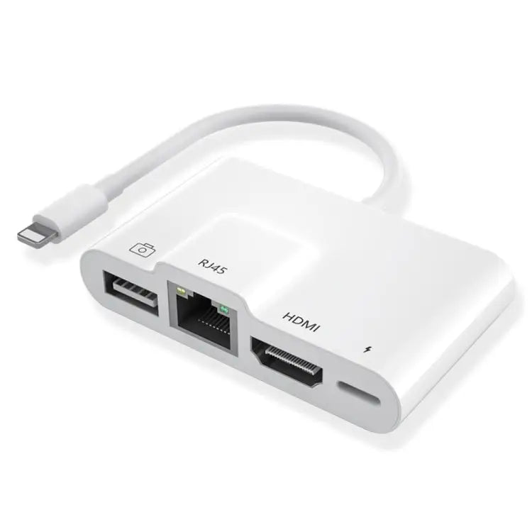 4 in 1 8 Pin Male to 8 Pin Power + RJ45 Ethernet + HDMI + USB Camera Female OTG Digital AV Adapter RJ45 Ethernet - RJ45