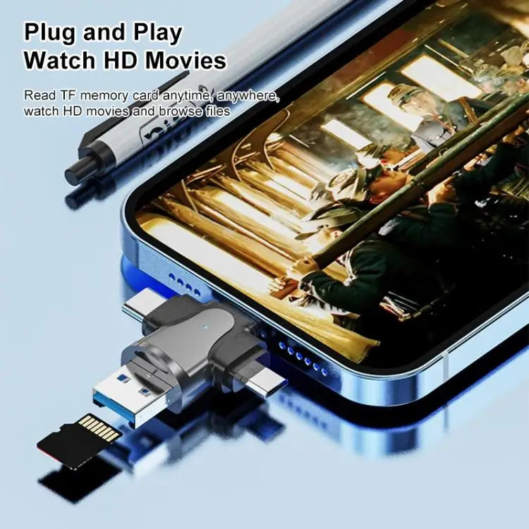 4 in 1 8 Pin + USB-C / Type-C + Micro USB + USB 3.0 Male TF Card Reader 4 in 1 - 4 in 1