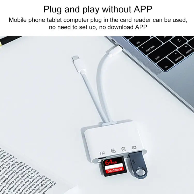 4 in 2 USB-C / Type-C + 8 Pin Interface Multi-function Card Reader 4 in 2 Type-C + 8 Pin - 4 in 2 Type-C + 8 Pin