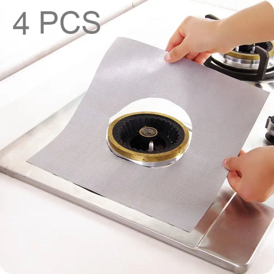 4 PCS Gas Furnace Surface Ultra-thin Fibre Material Stovetop Protective Cleaning Pad Size: 27*27 cm (Silver) 4 PCS - 4
