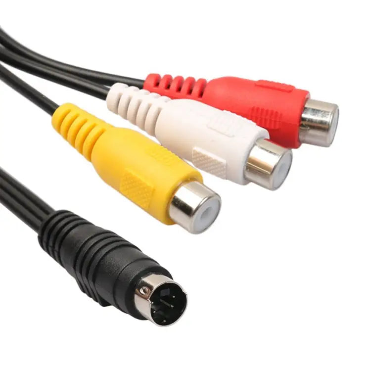 4-pin S-Video TV to RCA Converter AV female Cable Adapter Length: 20cm S-Video to AV 3RCA Female - S-Video to AV 3RCA