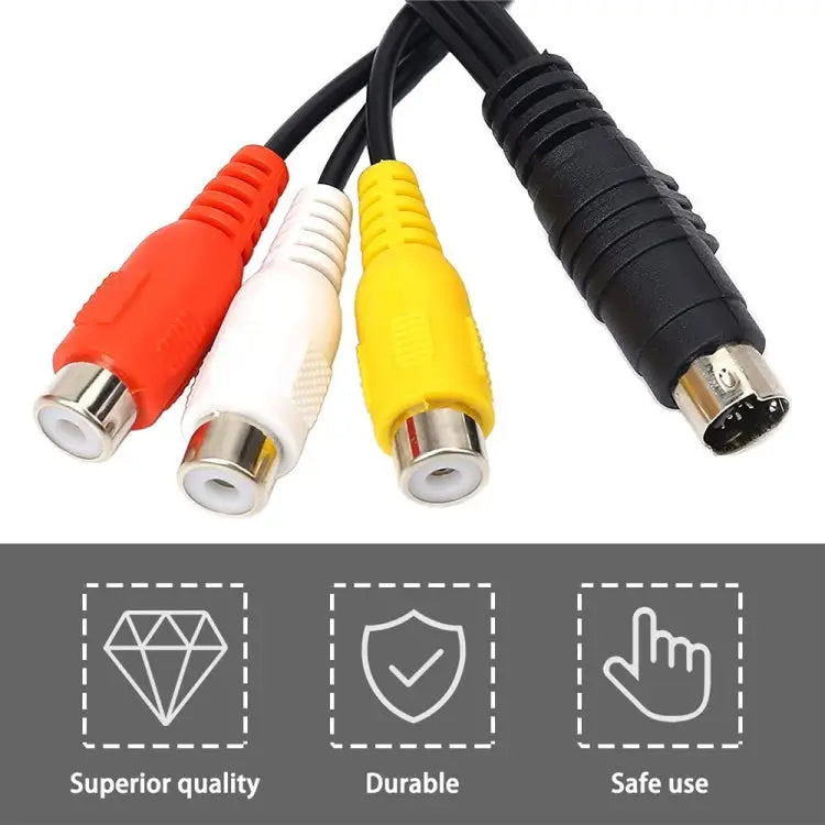 4-pin S-Video TV to RCA Converter AV female Cable Adapter Length: 20cm S-Video to AV 3RCA Female - S-Video to AV 3RCA