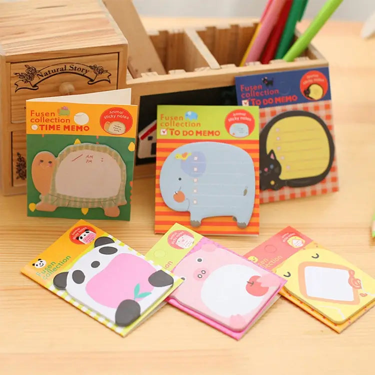 40 PCS Cartoon Animal Shaped Self Adhesive Memo Pad N-times Sticky Notes Bookmark School Office Supply Random Style