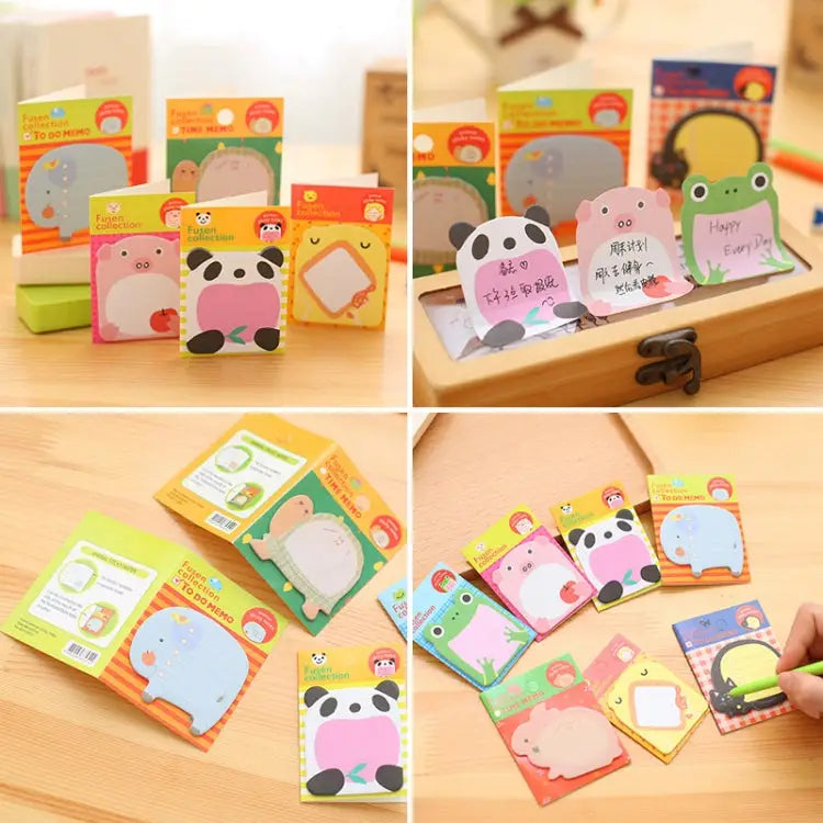 40 PCS Cartoon Animal Shaped Self Adhesive Memo Pad N-times Sticky Notes Bookmark School Office Supply Random Style