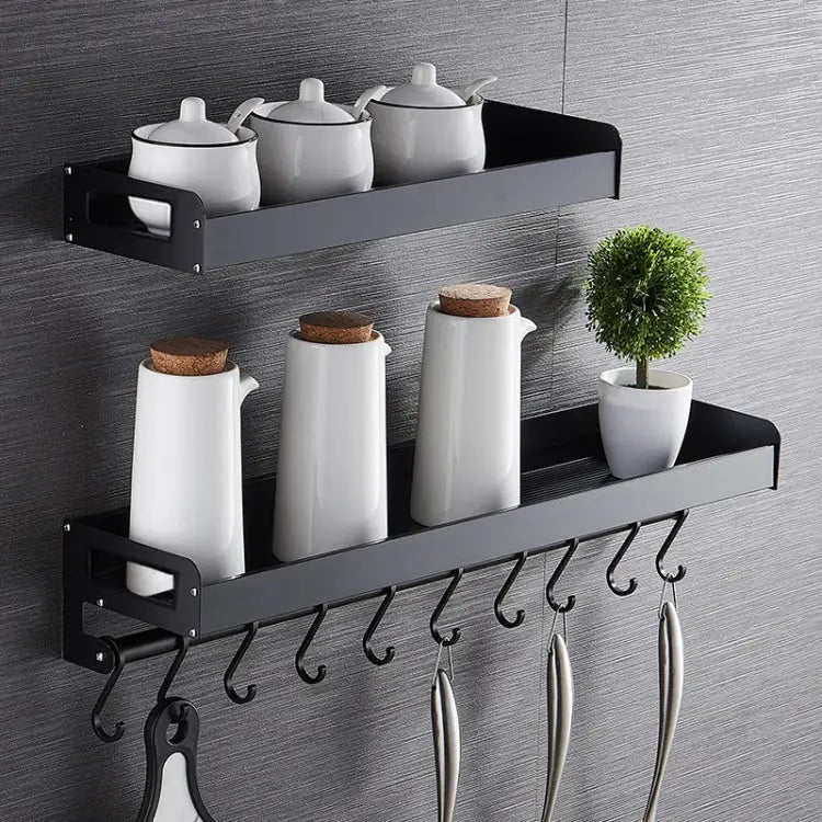 40cm Kitchen Multi-function Wall Hanging Holder Seasoning Storage Rack 40cm(Black) - 40cm(Black)