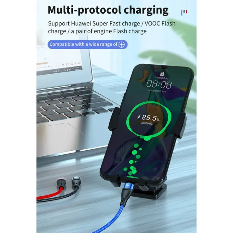 40W 5A USB to Micro USB + USB-C / Type-C + 8 Pin Fast Charging Data Cable Cable Length: 1.2m - 1.2m